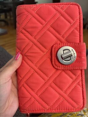 Vera Bradley Quilted Coral Phone Wallet Turn-Lock